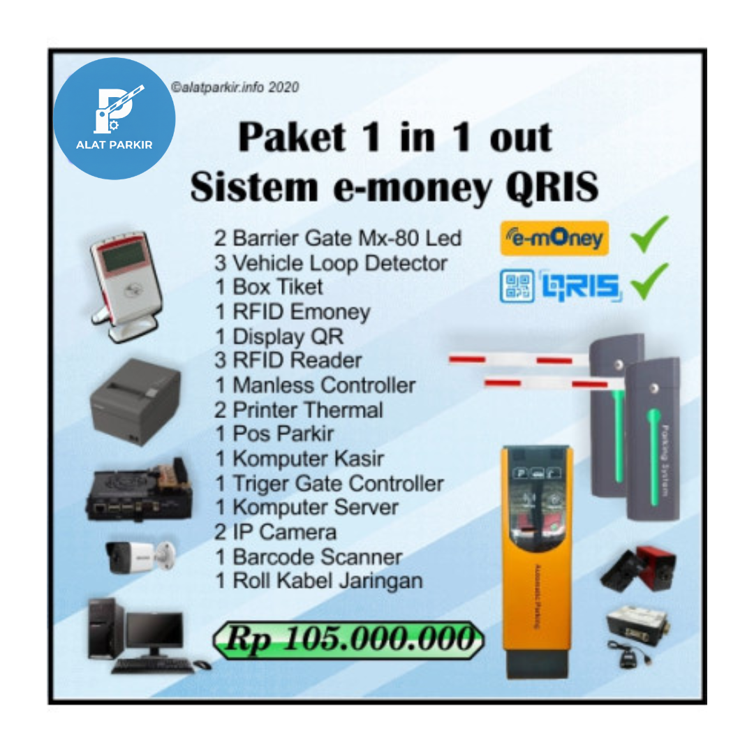 Paket Mesin Parkir Emoney Cashless Tap to Tap