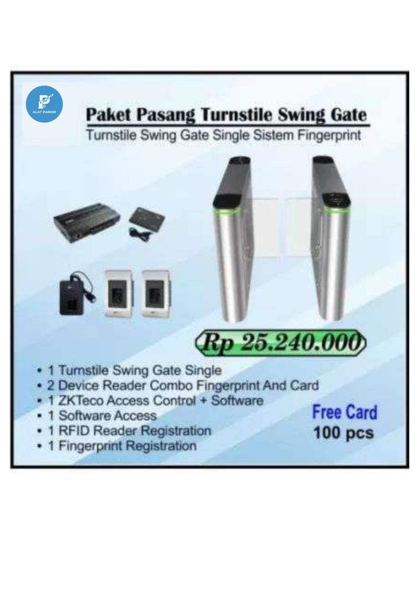 Paket Turnstile Swing Gate Fingerprint