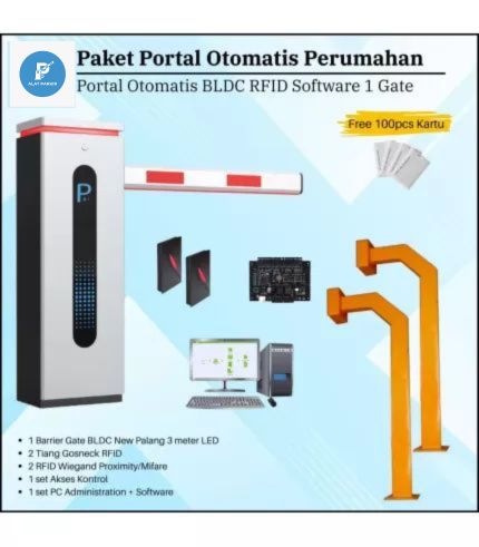 Paket Portal Otomatis 1 Gate In Out BLDC LED RFID Software